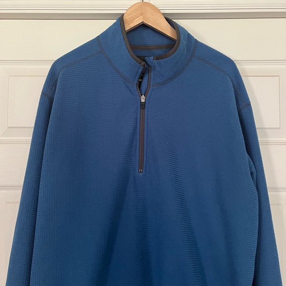 {Eddie Bauer} Waffle 1/4 Zip Fleece Pullover in Blue - Men's XL - Picture 2 of 9
